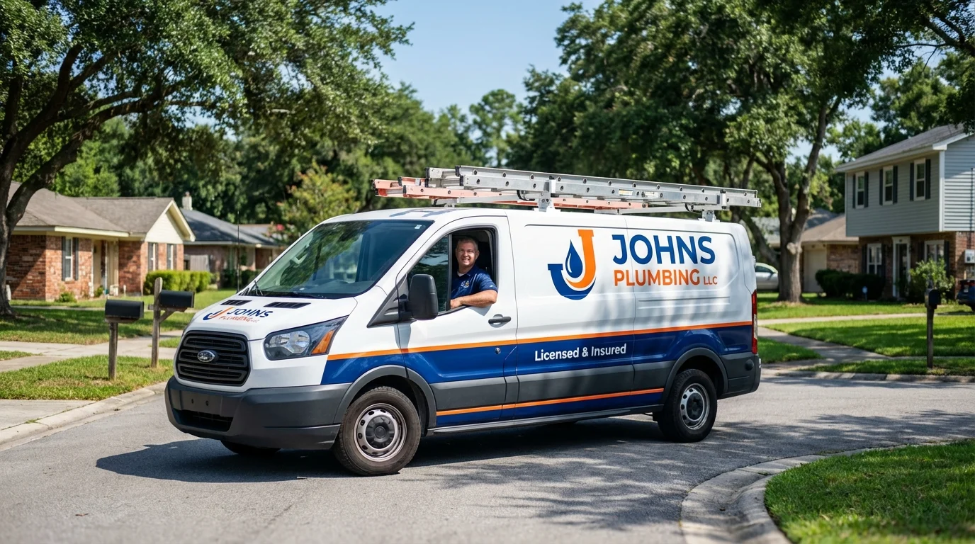 Johns Plumbing LLC service van in Gardendale, TX